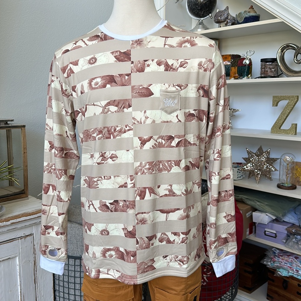 The Hideout Clothing Flower Era Striped Pullover Crewneck NWT